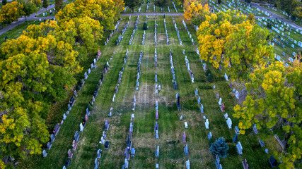 Mt. Nebo Cemetery death lane in autumn color:  Aurora, CO