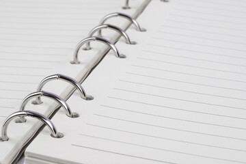 a businessman's notebook with a zipper archiver and sheets in a ruler, isolate