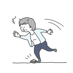 つまづき転ぶシニアのイラスト