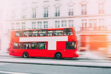 Papier Peint photo Lavable Bus rouge de Londres London Red Bus in motion