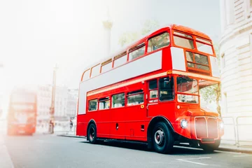 Deurstickers Londen rode bus London Red Bus in beweging