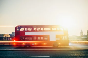 Fotobehang Londen rode bus London Red Bus in beweging