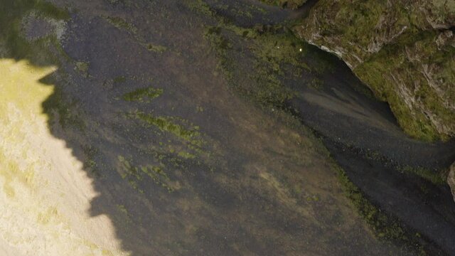 Moss-Covered Rock Formation Of Rauofeldsgja Gorge At Hellnar, Snaefellsnes, Iceland. aerial