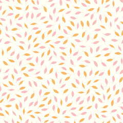 Leaf pattern background. Vector fall nature seamless design of hand drawn leaves. 