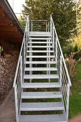 Steel stairs in the garden