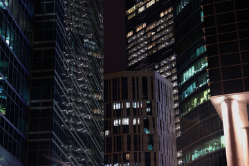 skyscrapers at night