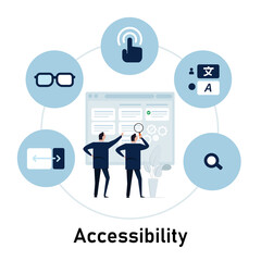 web accessibility access of information for impaired handicap people from eyes visibility different condition make readable application software - obrazy, fototapety, plakaty
