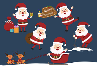 santa claus happy new year and merry christmas illustration vector