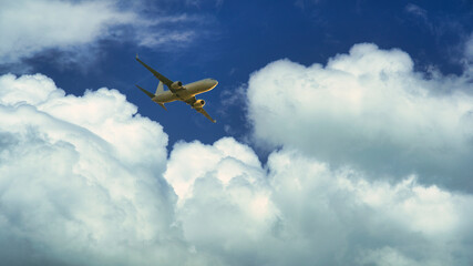 Fototapeta na wymiar 真っ白い雲と飛行機合成