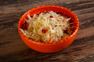 Sauerkraut with cranberry in the bowl