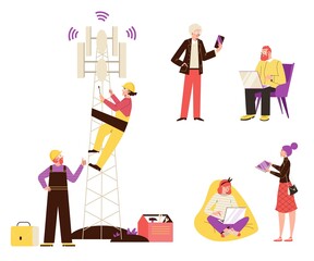 Vector illustration for concept of wireless internet network technology 5g.