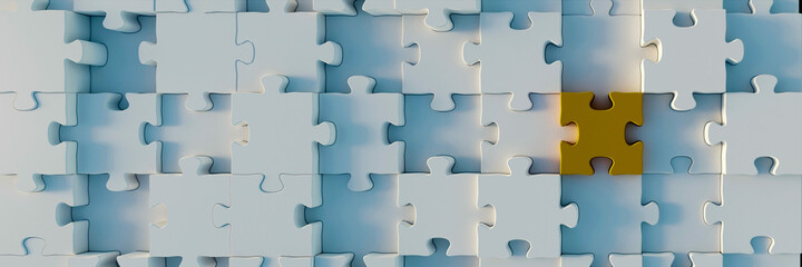 Jigsaw abstract background, connection and teamwork themes; original 3d rendering