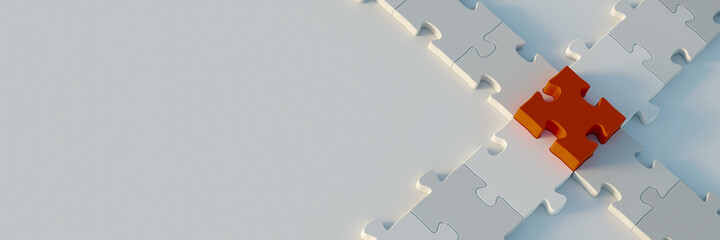 Jigsaw abstract background, connection and teamwork themes; original 3d rendering