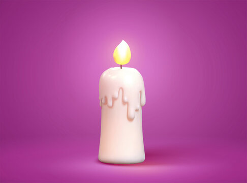 3d burning white candle