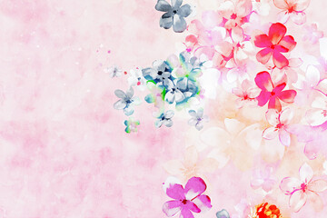 Hand painted watercolor rose flower bouquet and background