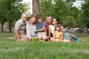 Portrait of multi generation family  outdoors
