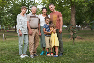 Portrait of multi generation family  outdoors

