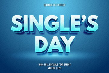 Obraz premium Single's day editable text effect cartoon style