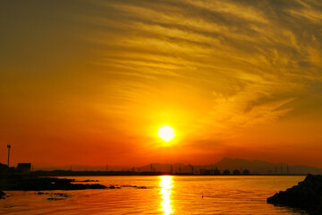 Factory zone and sunset