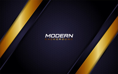 Modern Dark Background with Golden Dynamic Line Shapes. Vector Illustration Design Template Element.