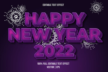 Fototapeta premium Happy new year 2022 editable text effect retro style