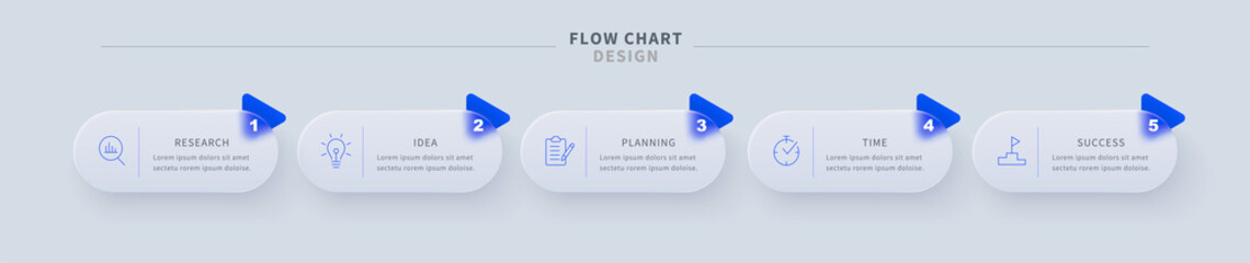 Glassmorphic five-option diagram