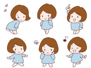 二頭身の女の子のキャラクター　セット