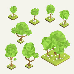Various trees vector isometric set	
