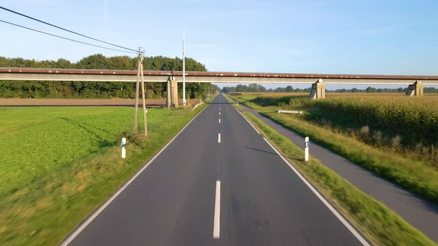 Emsland Testing Site For Transrapid Maglev Trains In Lathen, Germany - drone shot