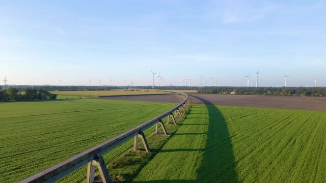 Aerial View On Transrapid Test Track In The Town Of Lathen In Germany - drone shot