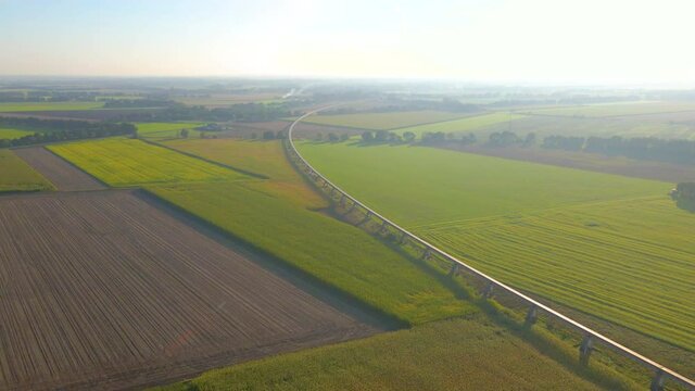 Test Track Of Emsland Transrapid For Maglev Trains In The Town Of Lathen In Germany. aerial