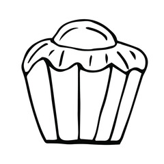 Brioche French bread vector illustration, hand drawing doodle