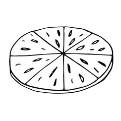 Focaccia italian bread vector illustration, hand drawing doodle