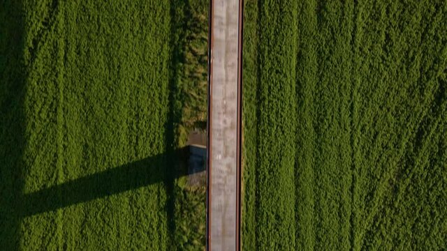 Bird's Eye View On Emsland Transrapid Test Facility In Lathen, Germany - aerial drone shot