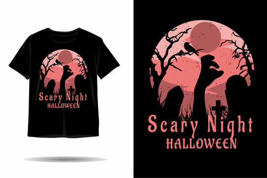 Scary night halloween silhouette t shirt design