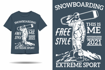 Snowboarding freestyle extreme sport silhouette t shirt design
