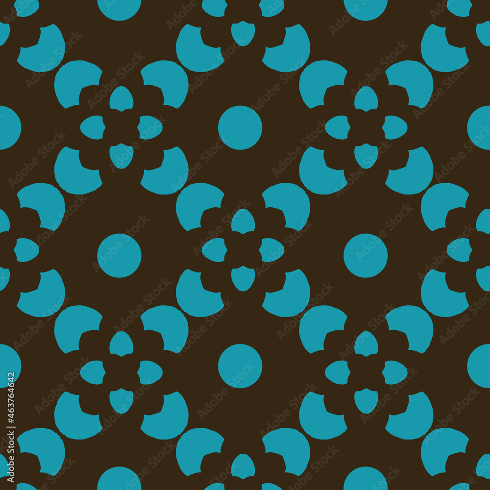 Poster retro trendy seamless pattern with brown and blue repeat pattern print background
