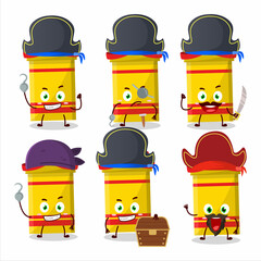 Cartoon character of yellow long gift box with various pirates emoticons