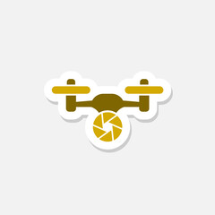 Obraz premium Drone sticker icon isolated on white background