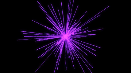 Abstract pink star. Pink bright rays on black background