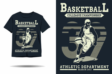 Basketball colleague championship athletic department silhouette t shirt design
