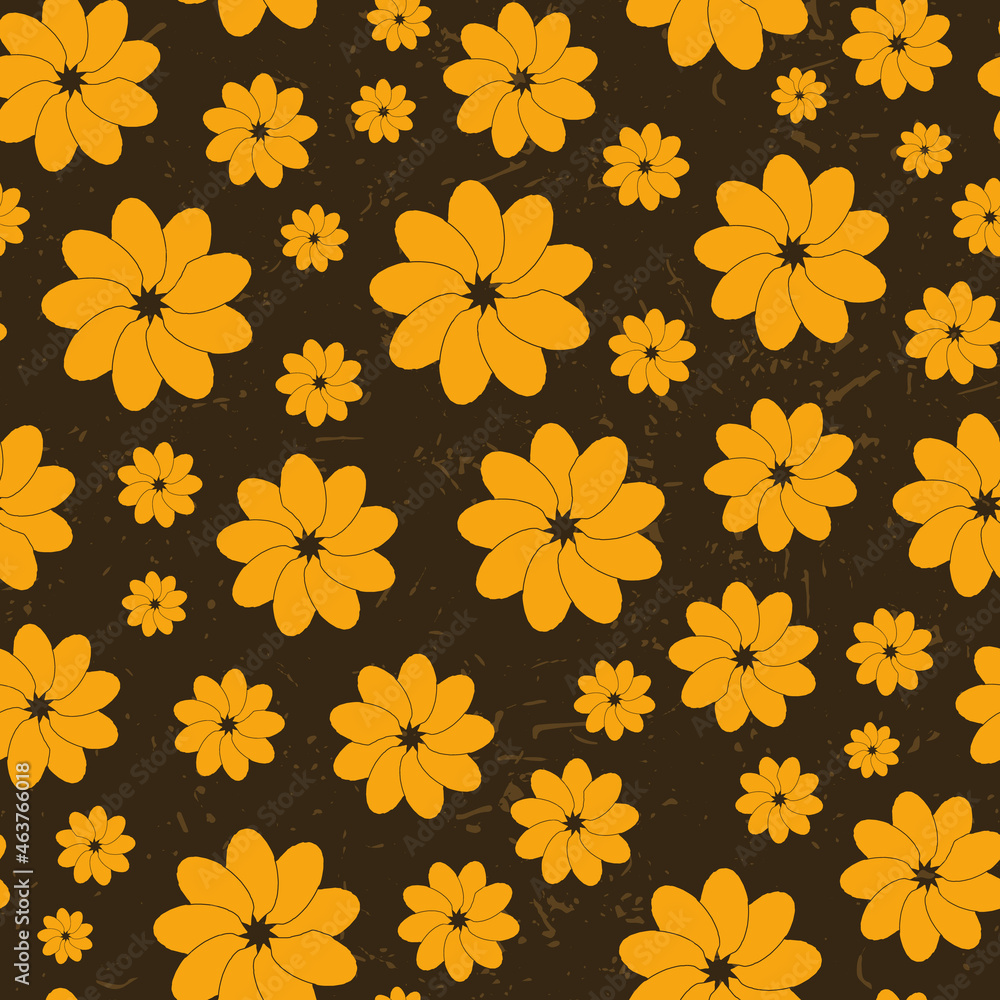 Poster retro trendy seamless pattern withbrown yellowrepeat pattern print background