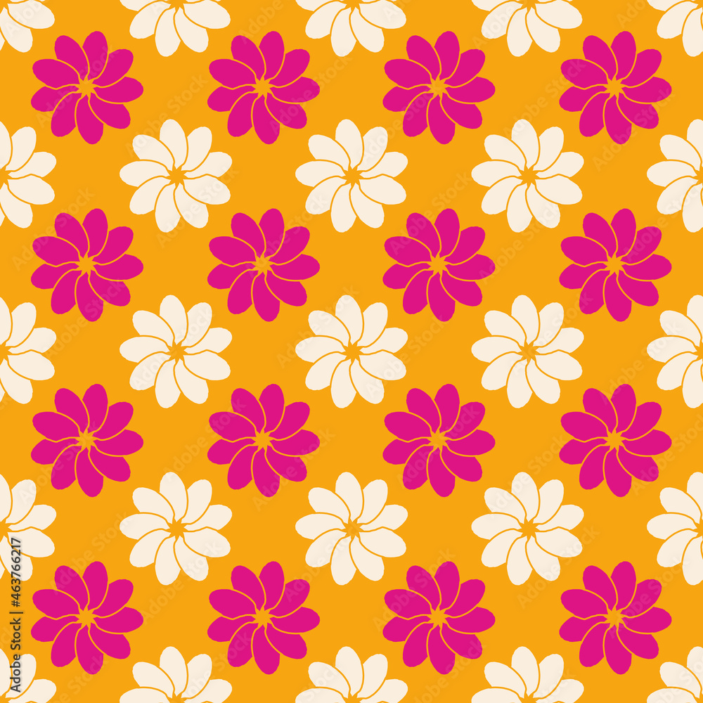 Poster retro trendy seamless pattern with fuchsia orange and offwhite repeat pattern print background
