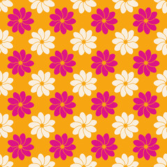 RETRO trendy seamless pattern with fuchsia orange and offwhite repeat pattern print background