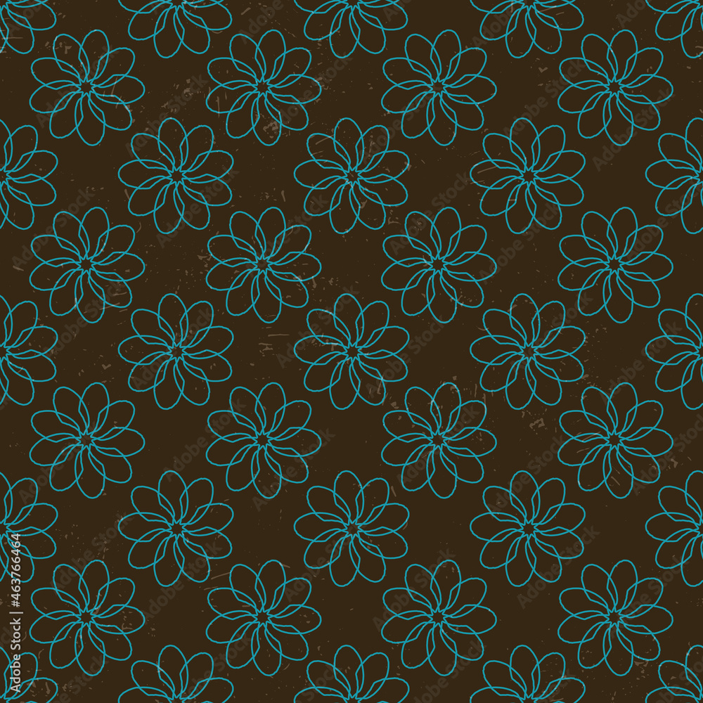 Poster retro trendy seamless pattern with brown and blue repeat pattern print background