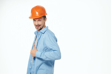 man in orange helmet Professional Job isolated background