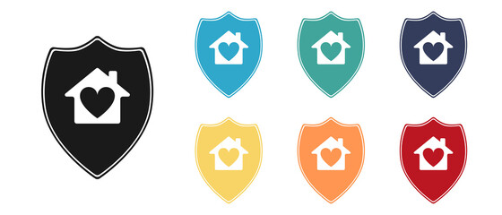 Collection of logos houses with hearts. Love concept.