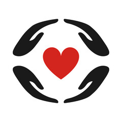 Hands with a heart. Care concept.