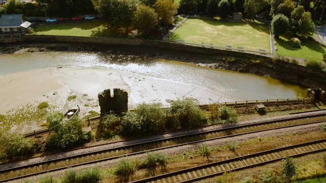 Elevated view of the walled market town and community of Conwy, on the north coast of Wales, a popular tourist destination