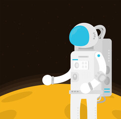 Flat design, Astronauts float in space, Vector illustration